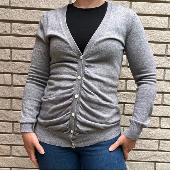 Alpha Massimo Rebecchi Wool/Angora/Cashmere Blend Grey Cardigan Sz S - Picture 1 of 10